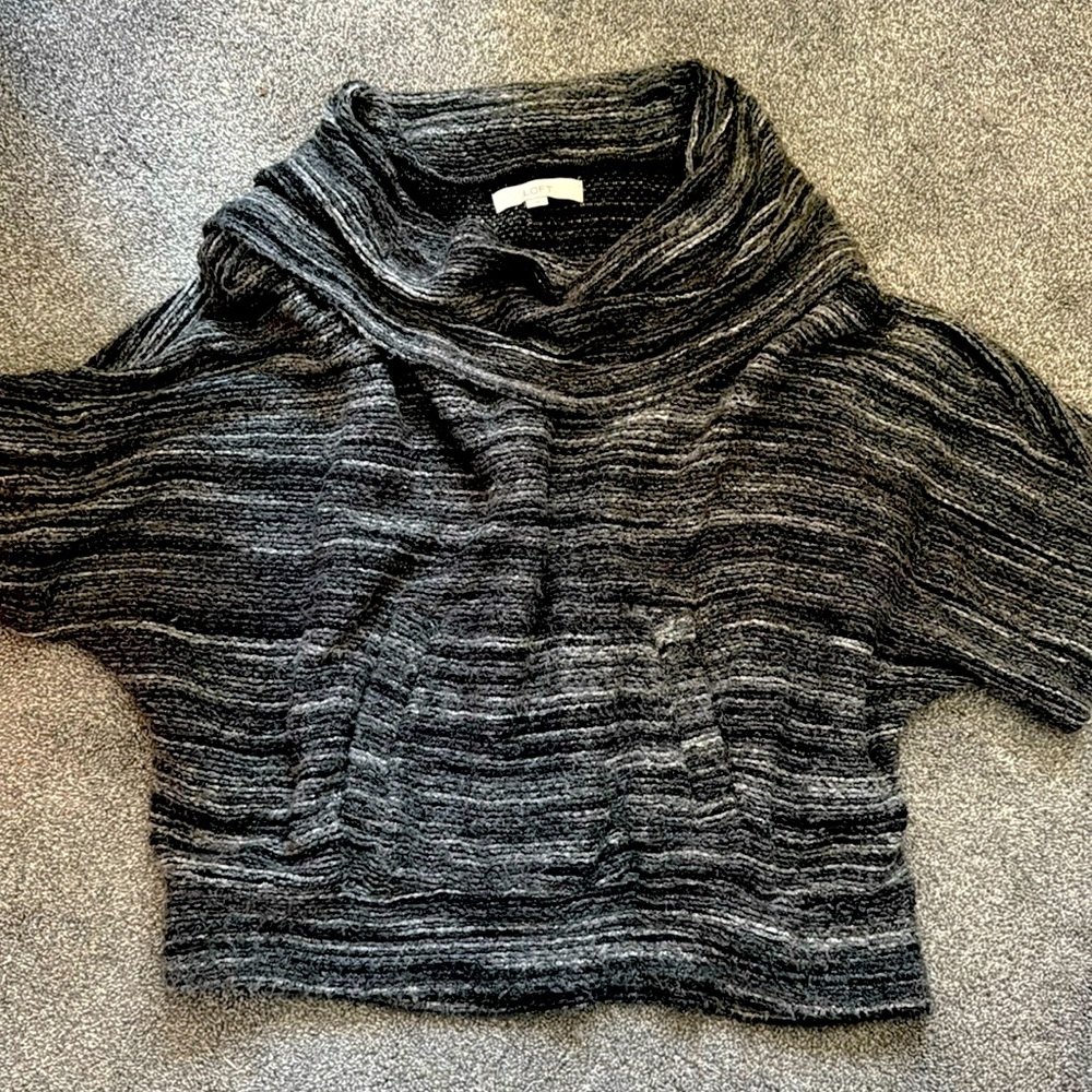 Loft Sweater Poncho with Hoodie Pocket and Cowl Neck